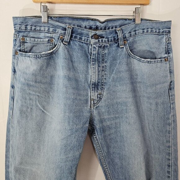 Levis 505 Jeans Mens Tag 38x30 Act 37x29 Blue Distressed Stright Leg Denim - Picture 3 of 10